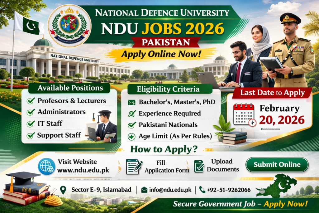 National Defence University NDU Jobs 2026